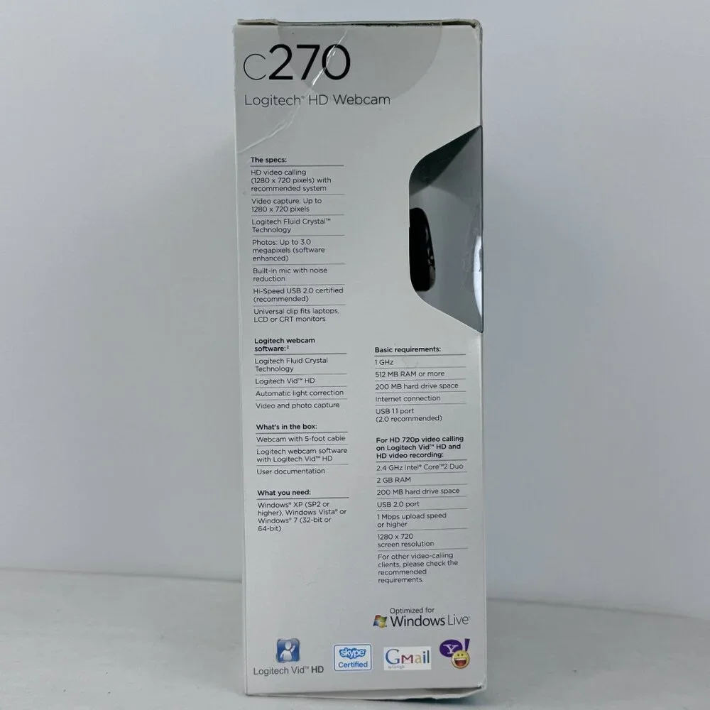 Logitech C270 HD 720p Webcam With Built-In Mic Automatic Light Correction NIB